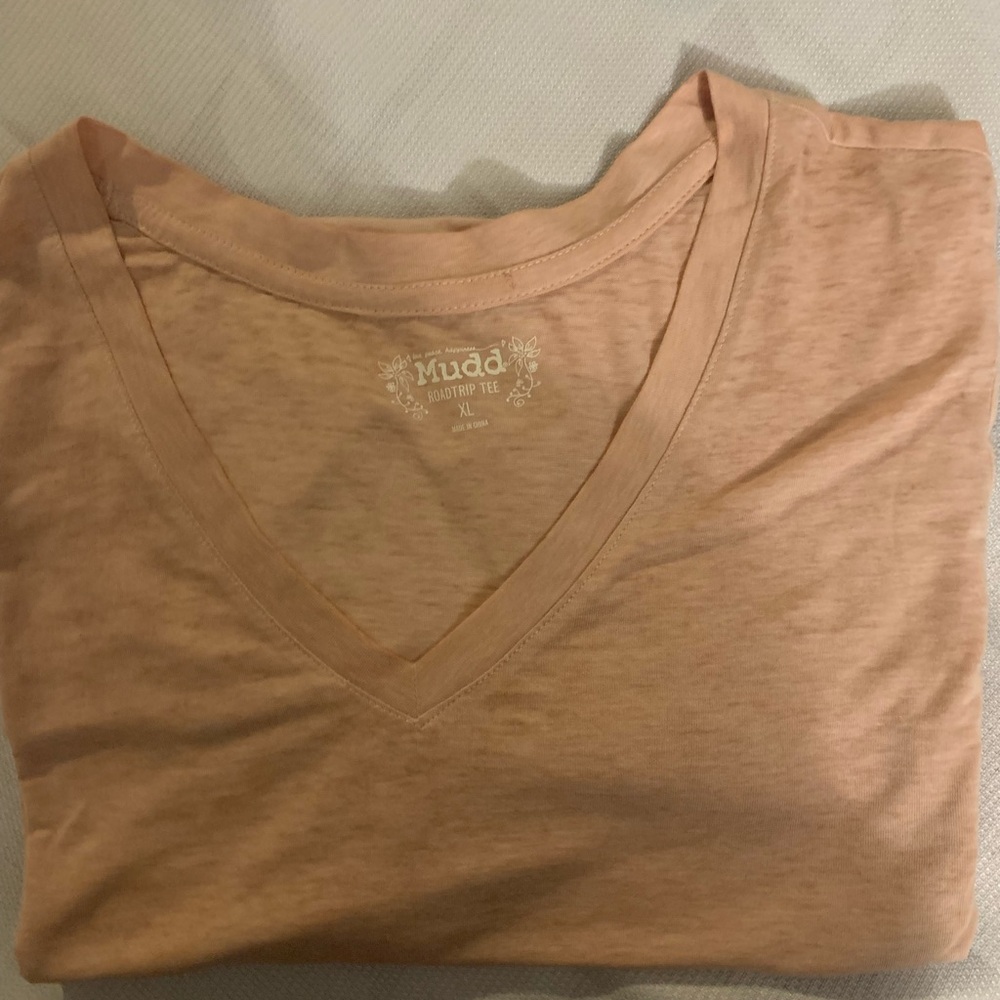 Mudd Light Peach V-Neck Tee
